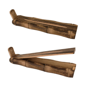 Räucherstäbchenhalter / Halter aus Holz - Vorratsbox / Halter mit Vorratsbox Bambus, Länge 30 cm