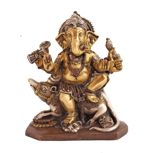 Statuen / Ganesha / Ganesha mit Ratte, 20cm