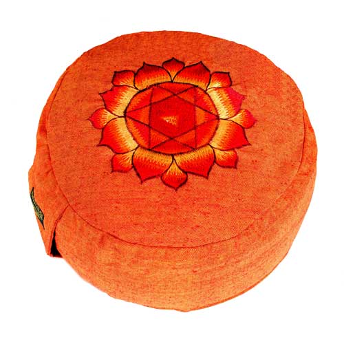 Meditationszubehör / Meditationskissen / Meditationskissen, mit Mandala, rund, orange