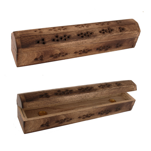 Räucherstäbchenhalter / Halter aus Holz - Vorratsbox / Halter und Vorratsbox, Länge 30 cm