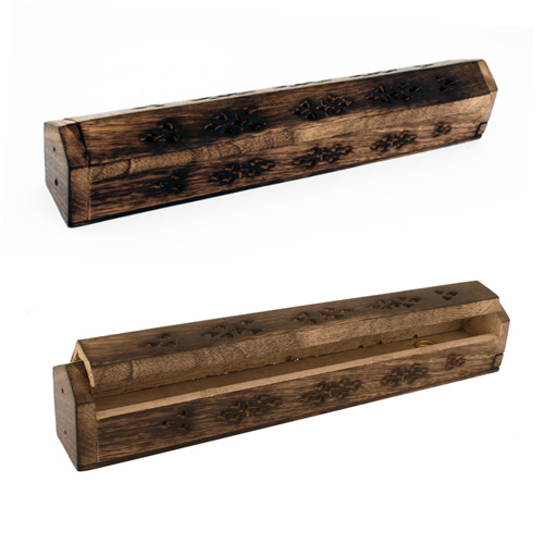 Räucherstäbchenhalter / Halter aus Holz - Vorratsbox / Halter und Vorratsbox, Länge 30 cm