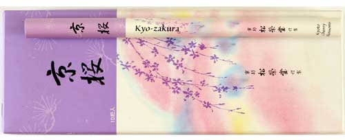 Räucherstäbchen / Japanische R&auml;ucherst&auml;bchen / Kyo-zakura - Kirschblüte, 1 Rolle, 35 Stäbchen