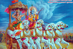 Bilder/Aufkleber / Indische G&ouml;tterpostkarten / Arjuna-Krishna in Kurushetra