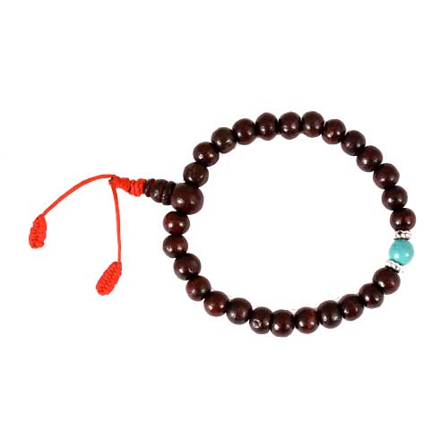 Meditationszubehör / Handmalas/Armb&auml;nder / Power-Bracelet Rosenholz mit Türkis 